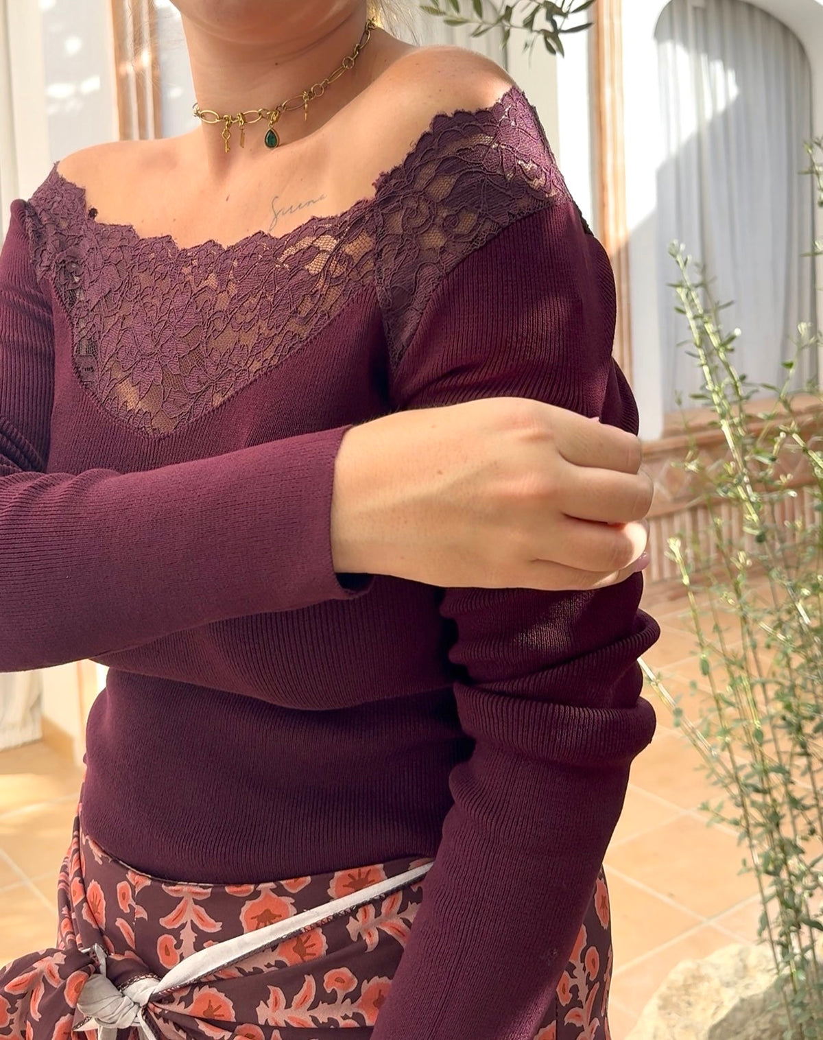 Camiseta Lace vino