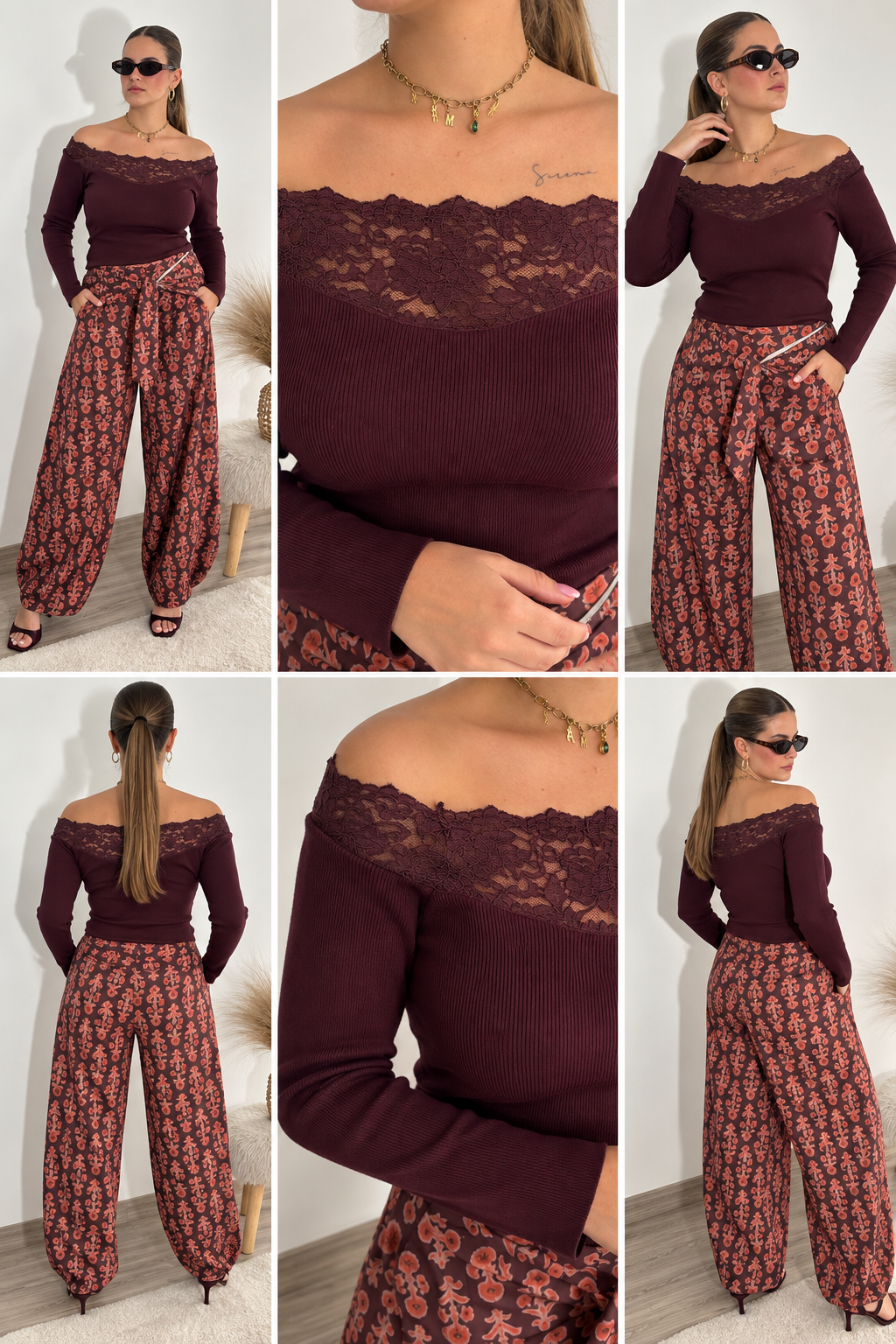 Camiseta Lace vino