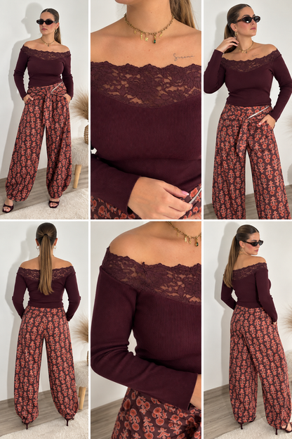 Camiseta Lace vino