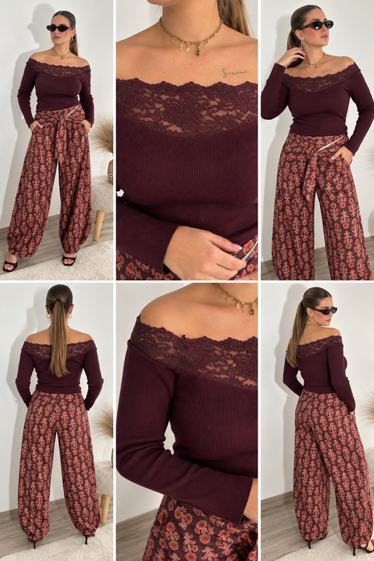 Camiseta Lace vino