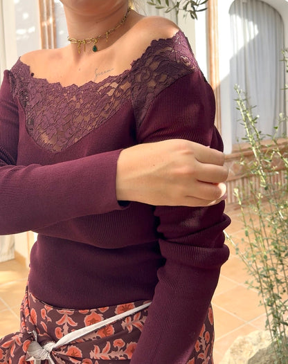 Camiseta Lace vino